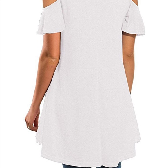 Comfy White Cold Shoulder Lace Detail Tunic Top - Picture 2 of 6
